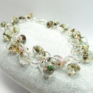 Boro glass linked teardrop bead bracelet